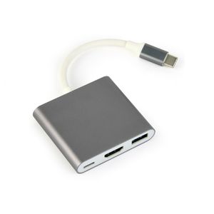 Gembird A-CM-HDMIF-02-SG USB type-C multi-adapter, Space Grey