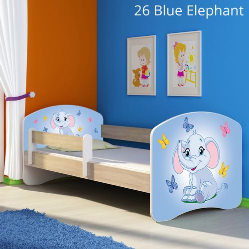 Dječji krevet ACMA s motivom, bočna sonoma 140x70 cm 26-blue-elephant slika 1