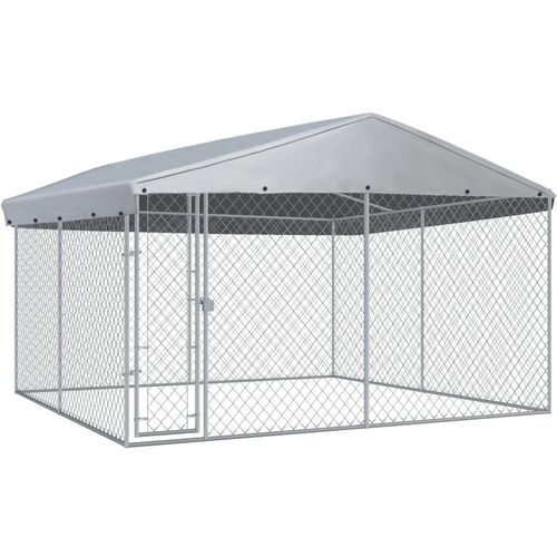 Vanjski kavez za pse s krovom 382x382x225 cm slika 1