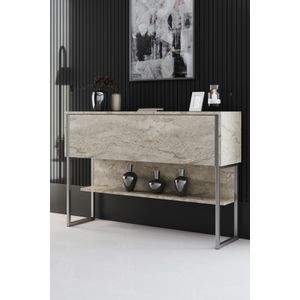 Woody Fashion Komoda LUXE, boja Travertine, srebrna boja