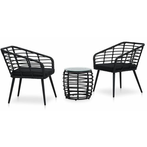 3-dijelni bistro set od poliratana crni slika 9