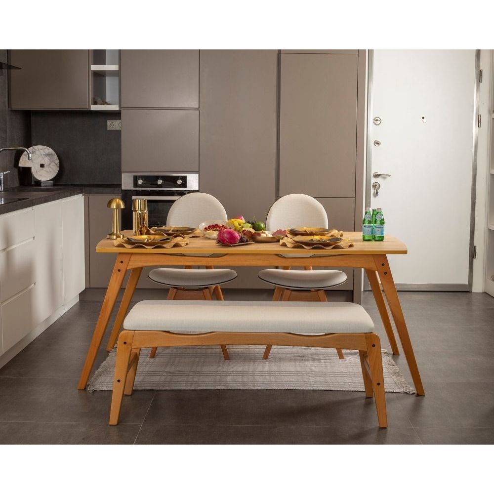 Set Stola i Stolica Touch (2S-1B) v2 - Hrast i Bež (4 Komada) slika 1