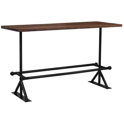 Barski stol od masivnog obnovljenog drva 180x70x107 cm tamno smeđi slika 1
