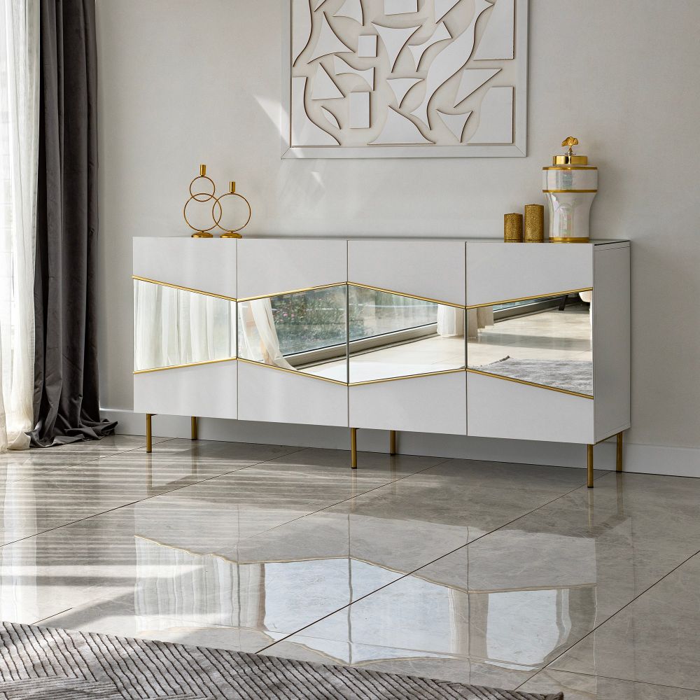 Elegantna Konzola Nice - Bijela sa Zlatnim Detaljima slika 2