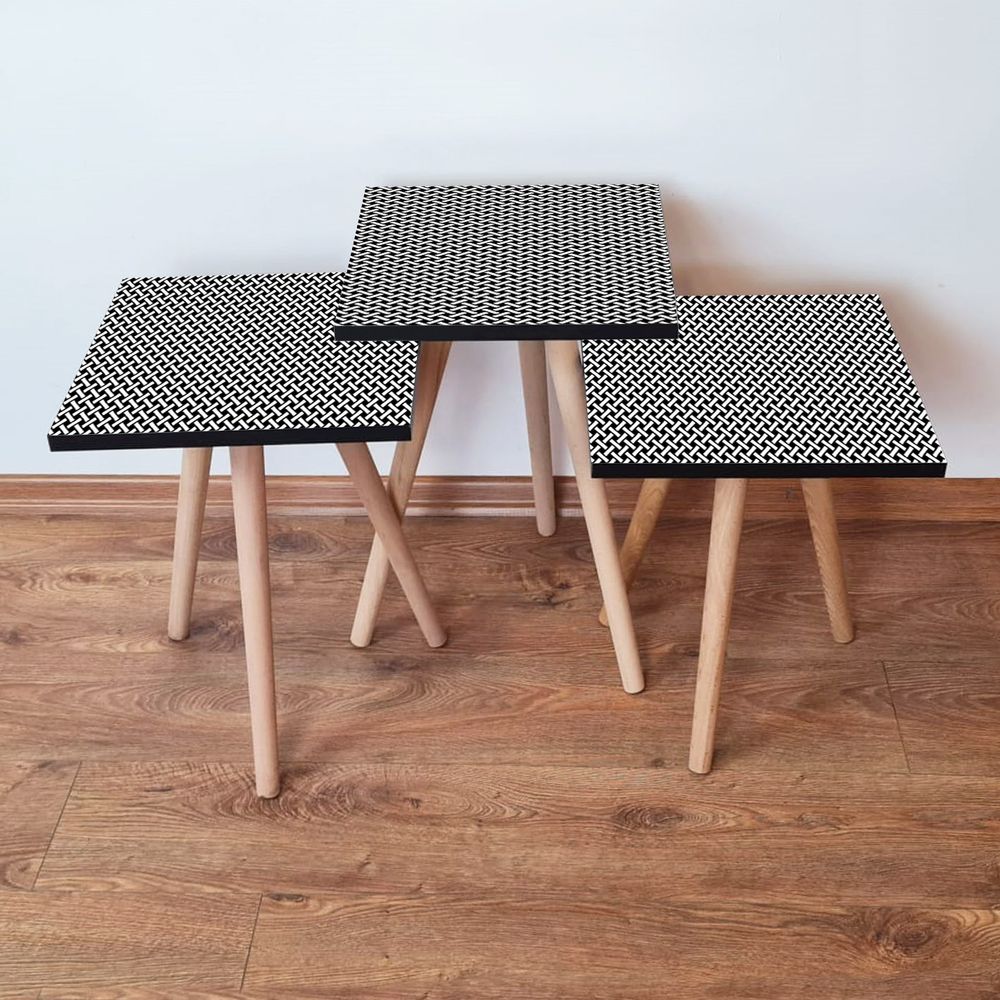 Nesting Table 3Shp227 - Set od 3 Stola u Bijeloj i Crnoj Boji slika 1
