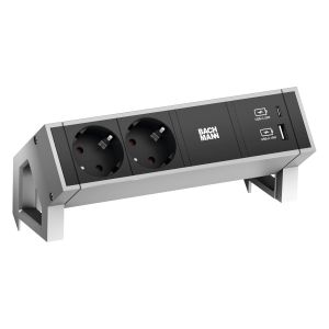 Bachmann  DESK 2, 2xšuko,1xUSB A/C 22W,1x prazn.mesto, 02m GST18, inox 902.904