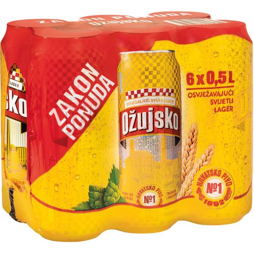 Ožujsko svijetlo pivo 6 pack 0,5l limenka slika 1