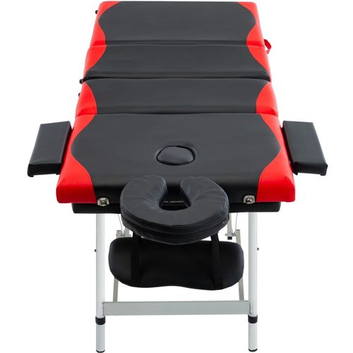 Sklopivi masažni stol s 4 zone aluminijski crno-crveni slika 15