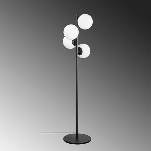 Opviq Podna lampa FAZE 115, crna, metal- staklo, 32 x 32 cm, visina 130 cm, promjer kugle 15 cm, duljina kabla 200 cm, 4 X E27 40 W, Faze-NT-115-1 slika 2