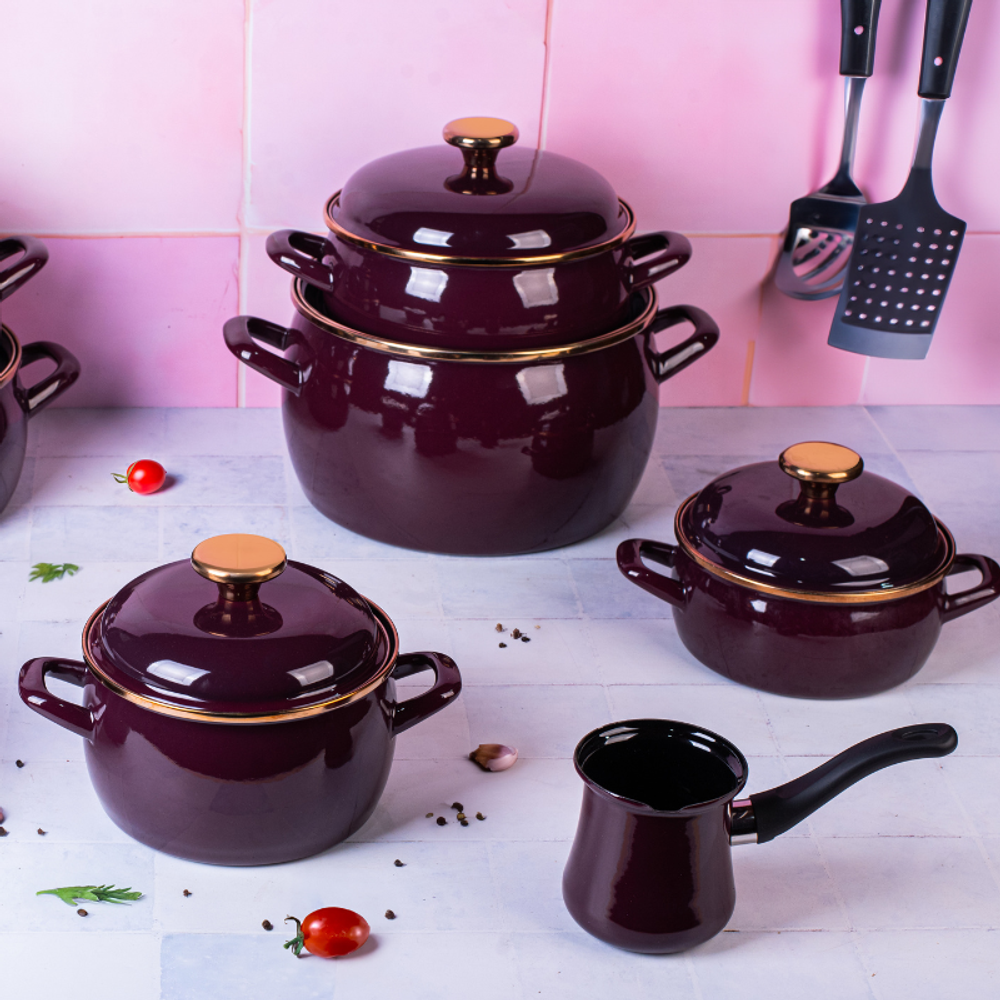 Metalac šerpa duboka Bordo amor sa poklopcem 20 cm / 4.2 l slika 3