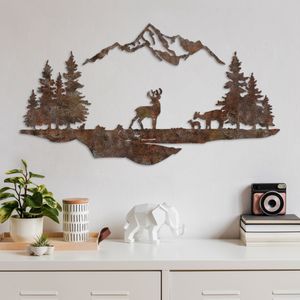 Decorative metal wall accessory Rusty Landscape 1, colour: antiquation