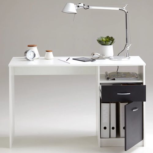 FMD radni stol s 1 ladicom 123 x 50 x 76,5 cm bijelo-crni slika 14