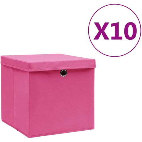 Kutije za pohranu s poklopcima 10 kom 28 x 28 x 28 cm ružičaste slika 17