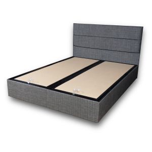 Silver - Grey (140 x 190) Grey Double Bed Base & Headboard