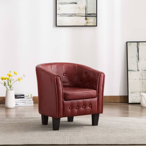 Fotelja od umjetne kože crvena boja vina slika 17