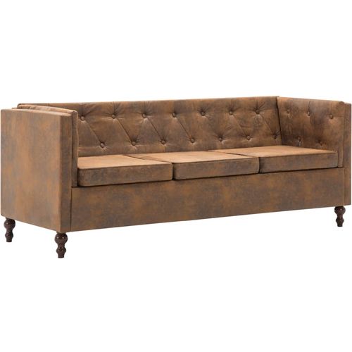 2-dijelni set sofa Chesterfield s presvlakom od tkanine smeđi slika 44