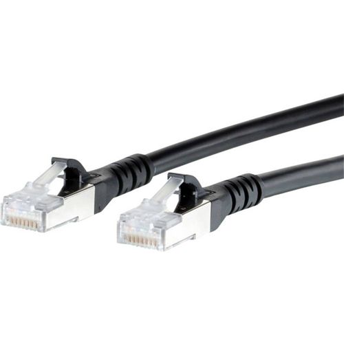 Metz Connect 1308457000-E RJ45 mrežni kabel, Patch kabel cat 6a S/FTP 7.00 m crna sa zaštitom za nosić 1 St. slika 1