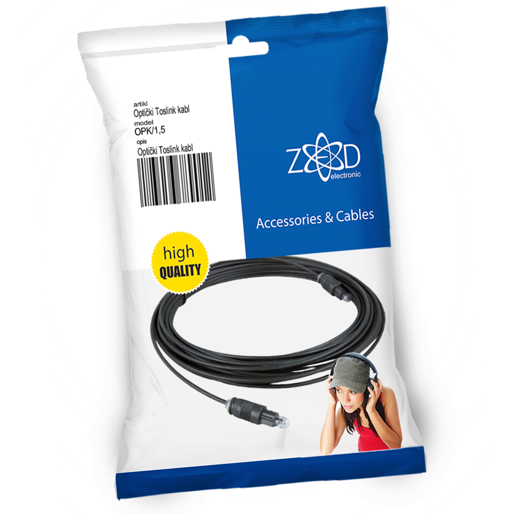 ZED electronic Optički Toslink kabl 1.5 metar, extra kvaliteta - OPK/1,5 slika 1