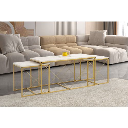 Defne - Gold, Marble Gold
Marble Coffee Table Set slika 2