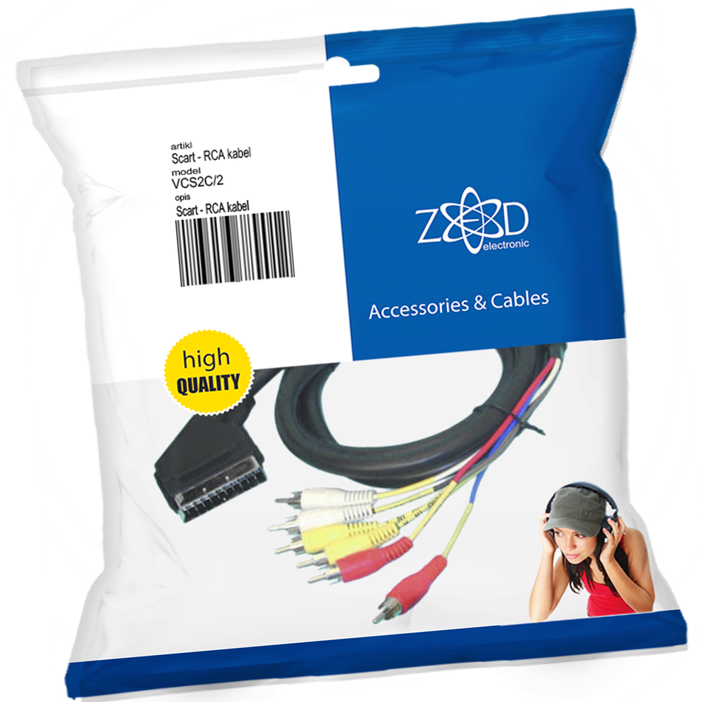 ZED electronic Scart - RCA (činč) kabl, 6 x RCA, dužina 2.0 met - VCS2C/2 slika 1
