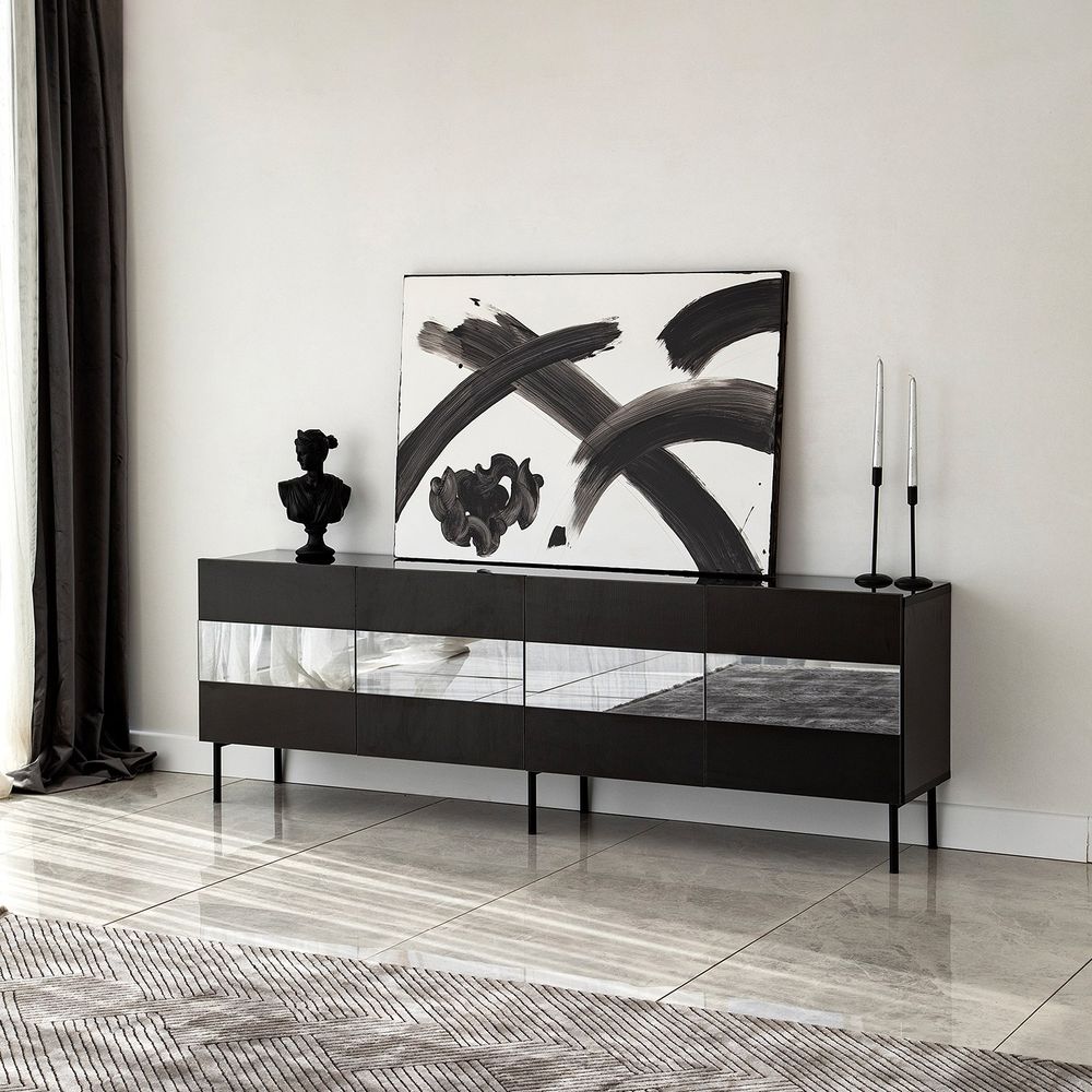 TV Stalak Leon - Crni, Fume Black slika 2