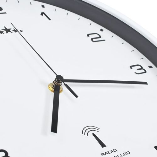 Radijski upravljan zidni sat s kvarcnim mehanizmom 31 cm bijeli slika 18