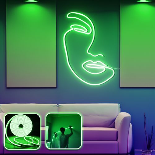 Opviq Dekorativna zidna led rasvjeta Face Art - Large - Green slika 1