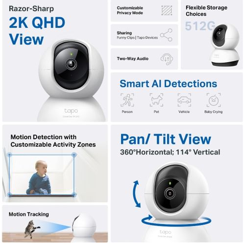 Nadzorna kamera TP-Link TAPO C220, 2K QHD, Horizontal 360º, Smart AI Detection and Notifications, Motion Tracking slika 2