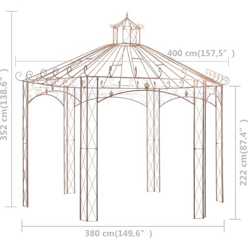 Vrtni paviljon antikni smeđi 4 m željezni slika 31