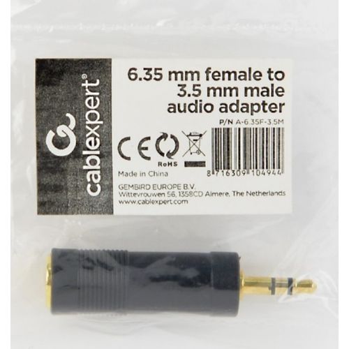 A-6.35F-3.5M Gembird 6.35 mm zenski na 3.5 mm muski audio adapter slika 2