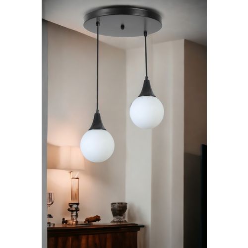 Afra 2 Li Tepsili Siyah Beyaz Camlı Sarkıt Black
White Chandelier slika 2