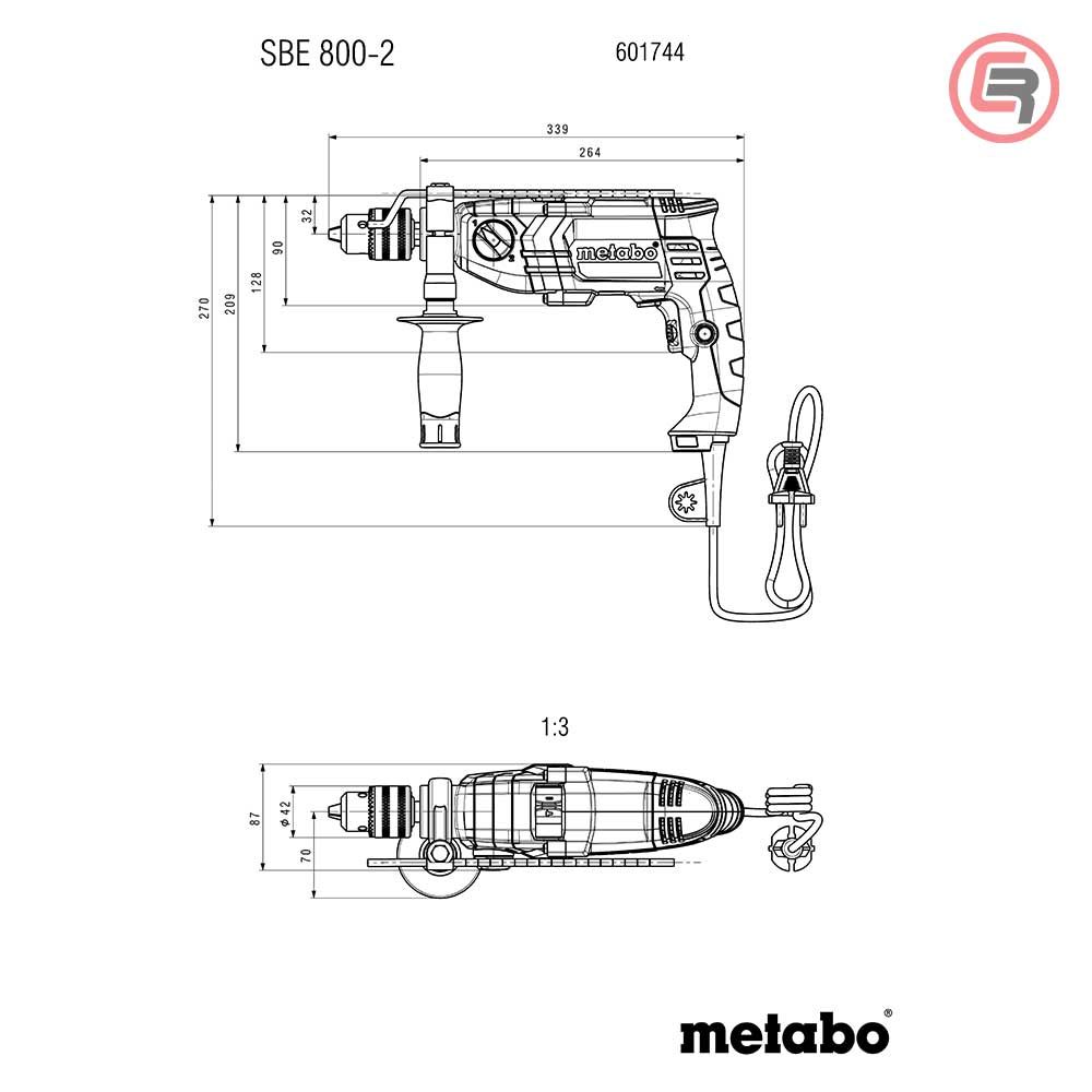 Metabo Bušilica SBE 800 - 2 R + L Vibraciona Elektronik 800 W U Koferu – 601744500 slika 4