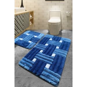 Piazza - Blue Multicolor Acrylic Bathmat Set (2 Pieces)