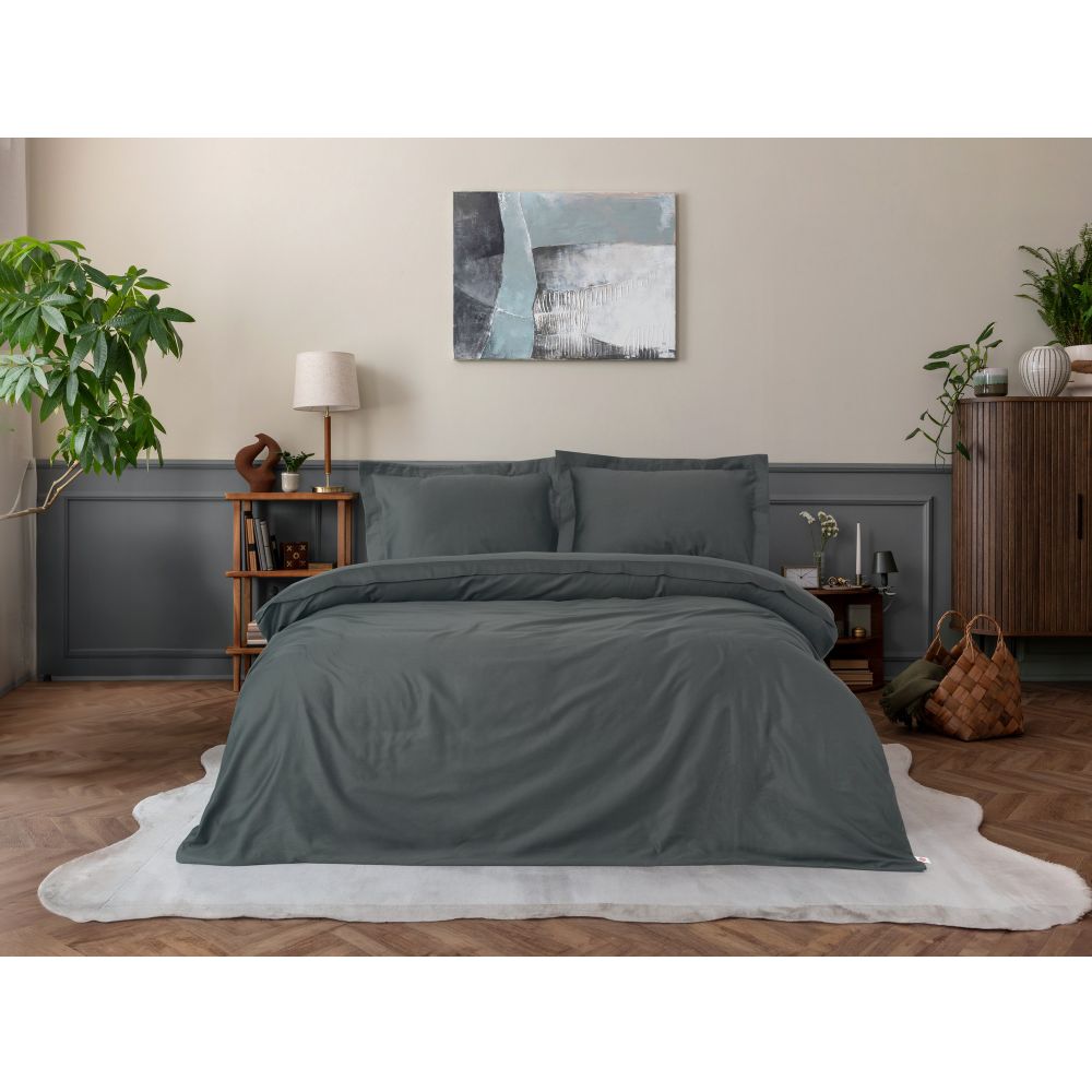 Elegant - Anthracite Anthracite Satin Single XXL Quilt Cover Set (DE) slika 1
