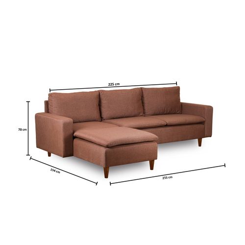 Atelier Del Sofa Kutna garnitura, Svijetlo smeđa, Lungo - Light Brown slika 9