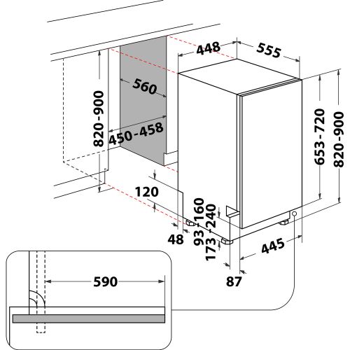 Whirlpool WSIC 3M27 Ugradna mašina za pranje sudova, 10 kompleta, širina 44.8 cm slika 12