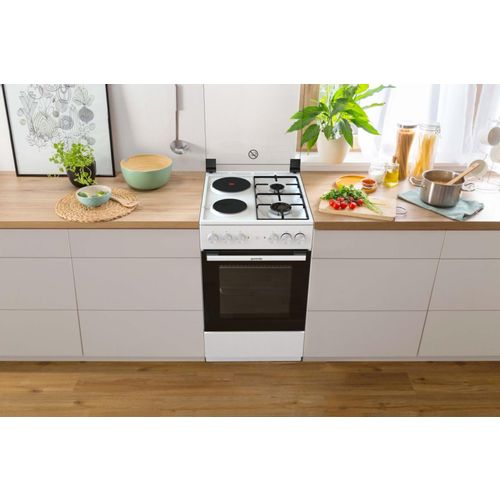 Gorenje GK5A11WG Kombinovani šporet gas/ringle, Konvencionalna rerna sa profilisanim vođicama, širina 50 cm, Bela boja slika 11