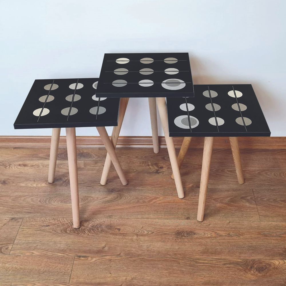 Set Nesting Stolova (3 Komada) 3Shp66 - Boje: Crna, Siva, Bež slika 1