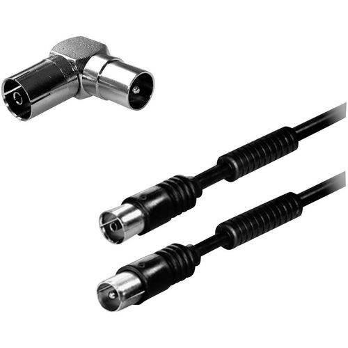 BKL Electronic antene priključni kabel [1x 75 Ω antenski muški konektor - 1x 75 Ω antenski ženski konektor] 2.00 m 80 dB dvostruko zaštićen crna slika 2