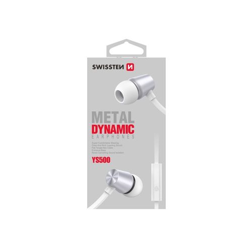 SWISSTEN slušalice + mikrofon, In-ear, metalne, srebrno/bijele DYNAMIC YS500 slika 1