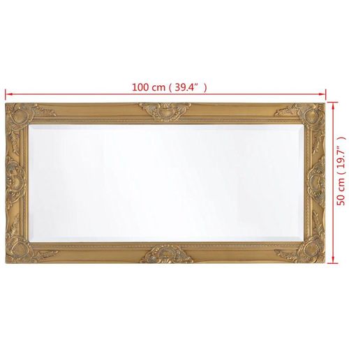 Zidno Ogledalo Barokni stil 100x50 cm Zlatna boja slika 2