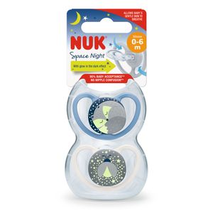 NUK duda varalica - silikon Space Night vel.1 (0-6 mj), sort, 2 kom 10730578