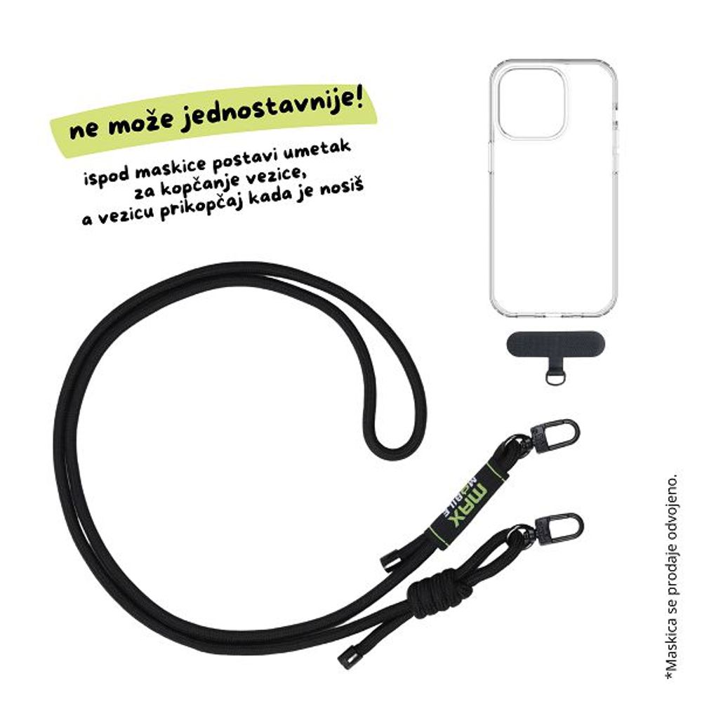 MAXMOBILE VEZICA ZA MOBITEL 6mm Crna slika 4