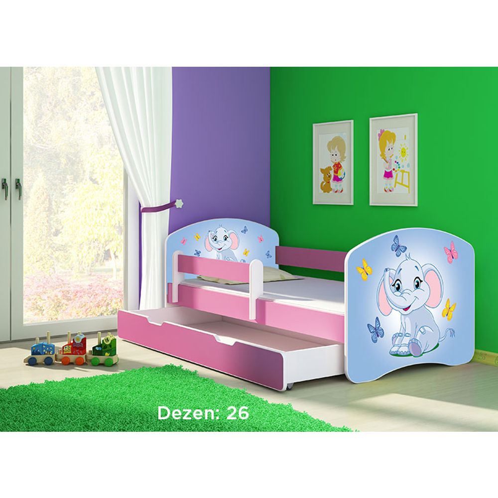 ACMA Dječiji krevet Acma II sa ladicom Pink - 160x80cm - Dezen 26 slika 2
