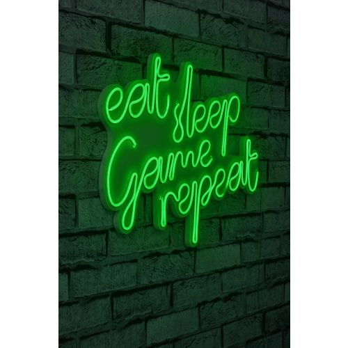 Wallity Ukrasna plastična LED rasvjeta, eat sleep game repeat - Green slika 10