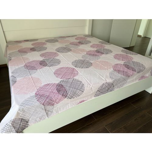 Čaršav Ranforce 220x240cm bez lastiša Pink circle slika 1