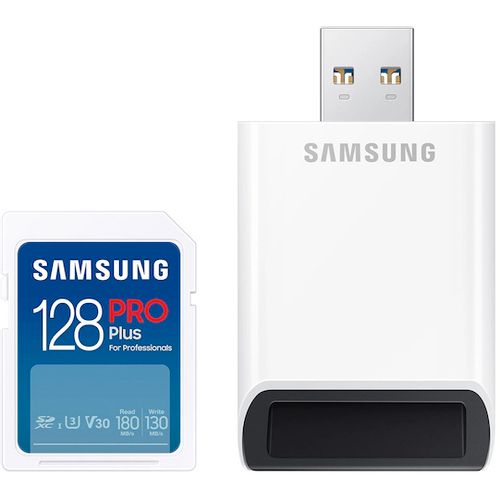 Samsung Memorijska kartica PRO Plus Full Size SDXC 128GB U3 + Card Reader MB-SD128SB slika 1