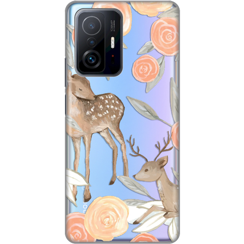 Torbica Silikonska Print Skin za Xiaomi 11T/11T Pro Flower Deer slika 1