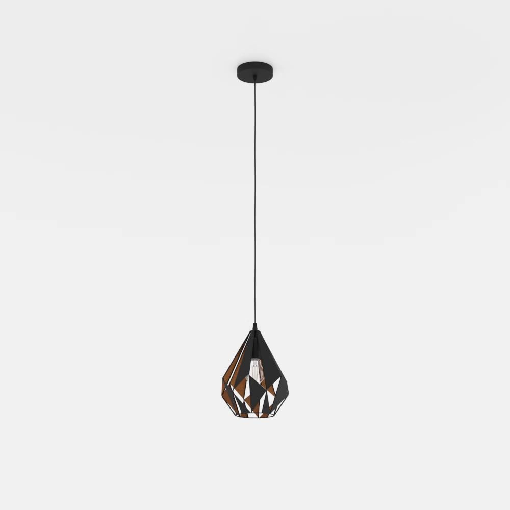 CARLTON 1 visilica / luster E27 Ø205 mm – crna / bakar slika 7