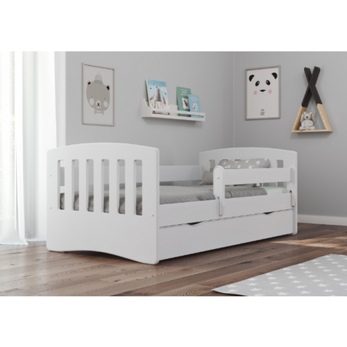 Drveni dečiji krevet Classic sa fiokom - beli - 180x80cm slika 1